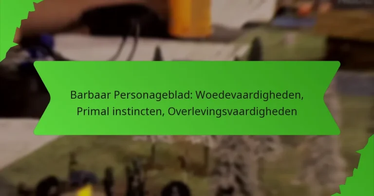 Barbaar Personageblad: Woedevaardigheden, Primal instincten, Overlevingsvaardigheden