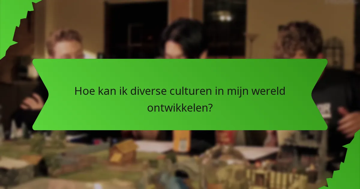 Hoe kan ik diverse culturen in mijn wereld ontwikkelen?