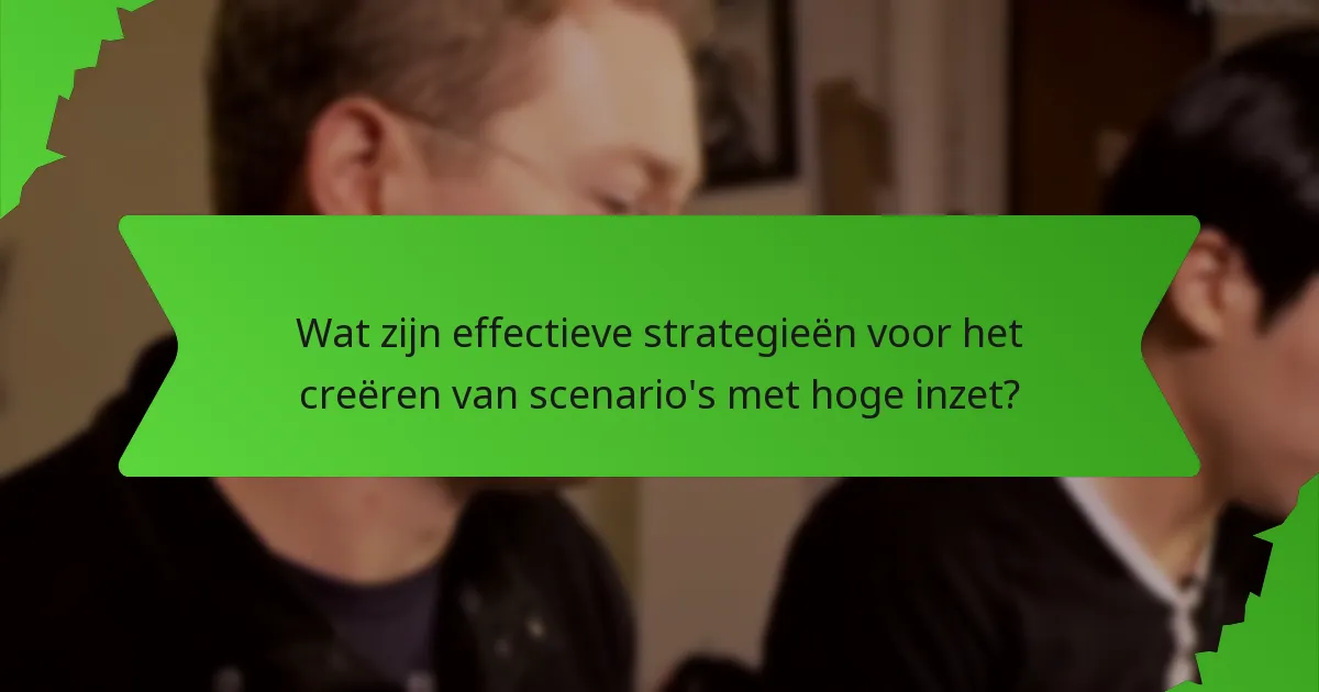 Wat zijn effectieve strategieën voor het creëren van scenario's met hoge inzet?