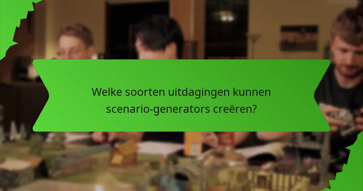 Welke soorten uitdagingen kunnen scenario-generators creëren?