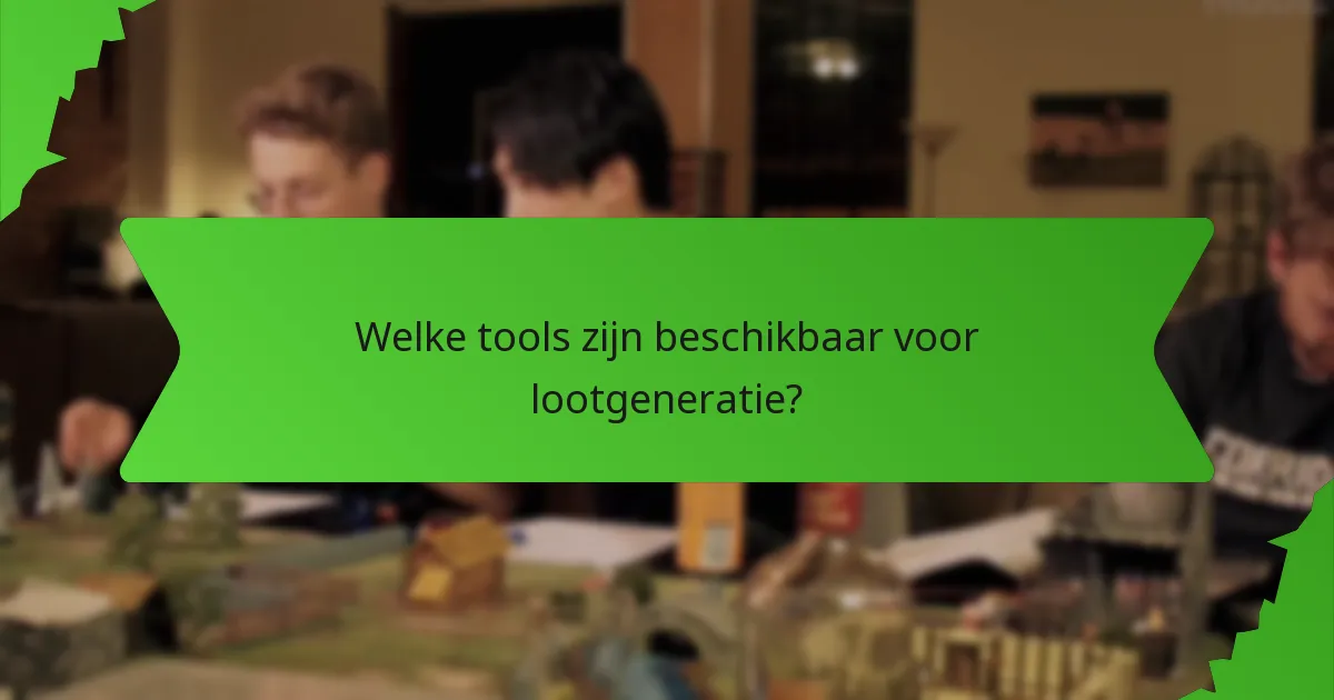 Welke tools zijn beschikbaar voor lootgeneratie?